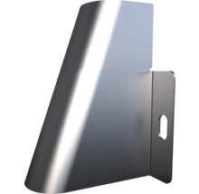 Koniskt väggfäste av metall med sidofästplatta.