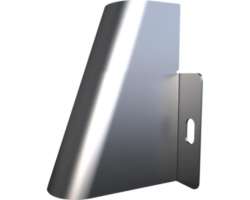 Ändkåpa i metall för ledstänger med sidofäste och ovalt monteringshål.