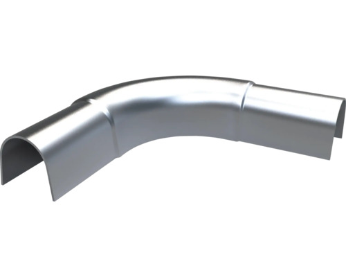 Böjd metallskena, 90 graders vinkel, silverfärgad U-profil för kanter eller kablar.