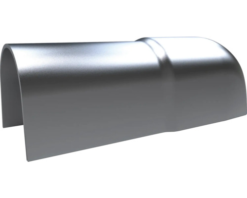 Rundad nockplåt av metall för takmontering.