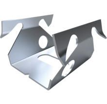 Fästclips av förzinkat stål för montering av paneler eller profilträ.