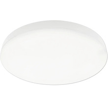 Rund vit LED taklampa med platt plastskärm.