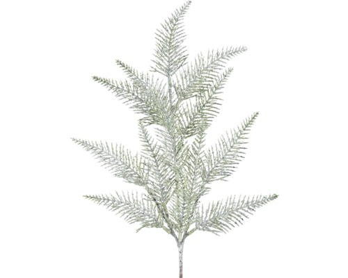 Konstgjord dekorationskvist med snötäckt utseende för juldekorationer och blomsterarrangemang.