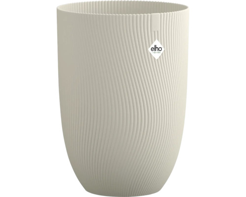 Kruka ELHO Sereh plast Ø30x40cm beige Cremefärgad elho blomkruka av plast med en vertikal vågstruktur.