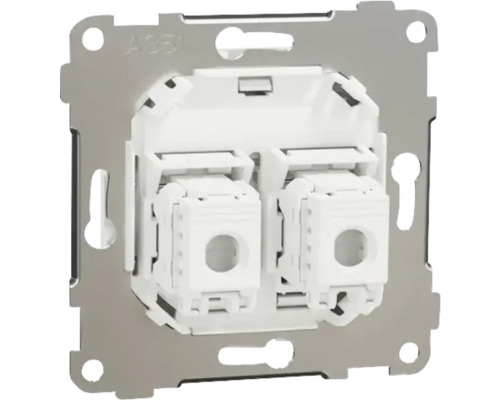 Insats för datauttag dubbelt RJ45 med stödring av metall.