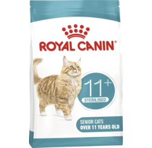 Royal Canin kattfoder för steriliserade seniorkatter över 11 år med bild på en randig katt.
