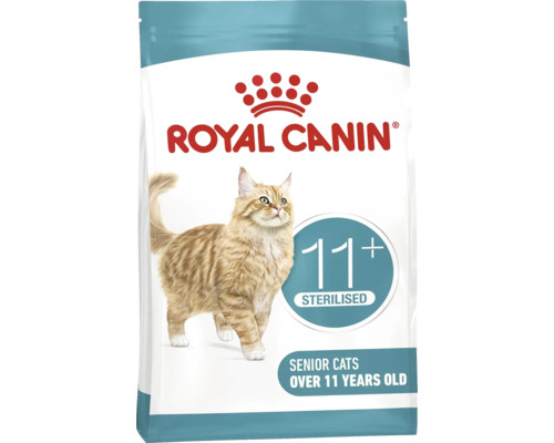 Kattmat ROYAL CANIN Ageing Sterilised 11+ 2kg Royal Canin kattfoder för steriliserade seniorkatter över 11 år med bild på en randig katt.