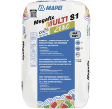 Flexibelt cementbaserat fästmassa Mapei Megafix Multi S1 Zero för keramiska plattor och natursten, färg grå, CO2 neutral.
