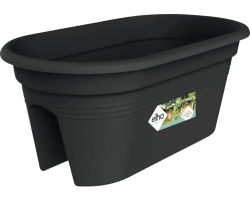 elho balkonglåda i plast för räcke, svart.