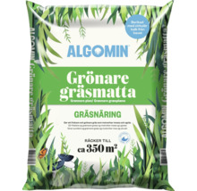 Förpackning Algomin Grönare gräsmatta gräsnäring, räcker till circa 350 kvadratmeter.