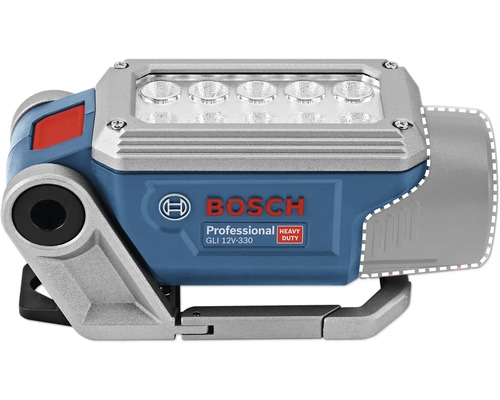 Bosch Professional batteridriven arbetslampa GLI 12 Volt-330 med 10 lysdioder och justerbart stativ.