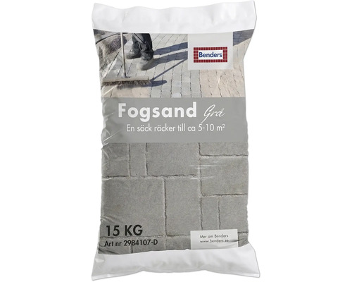 Säck Benders fogsand grå, 15 kilogram, för marksten och plattor.