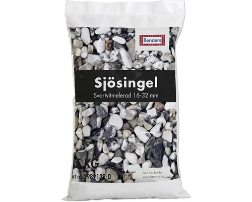Benders Sjösingel, svartvitmelerad, 16 till 32 millimeter, 15 kilogram säck.