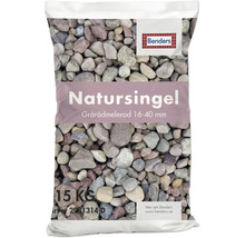 Säck Benders Natursingel grårödmelerad, storlek 16 till 40 millimeter, 15 kilogram.