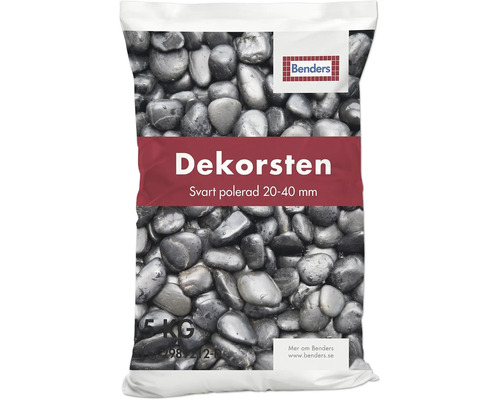 Benders Logo, säck med dekorsten, polerad, svart, storlek 20 till 40 millimeter, 15 kilogram.