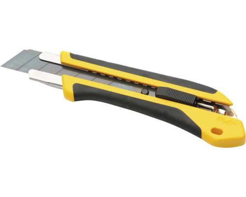 Gul Olfa brytbladskniv med ergonomiskt svart grepp.