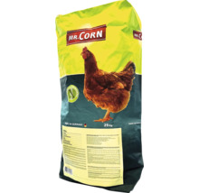 MR. CORN Värpfoder för höns, 25 kilogram säck med bild av en höna, tillverkad i Tyskland, utan genteknik.