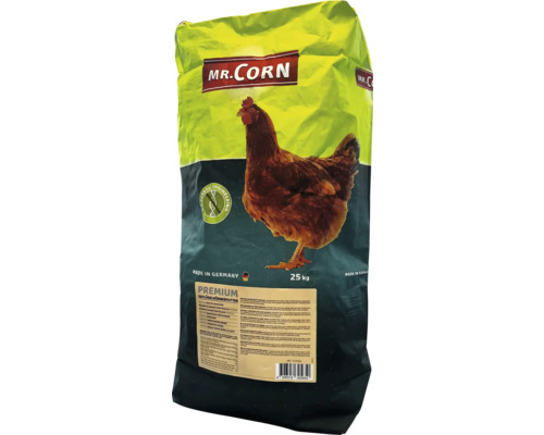 Mr. Corn premium hönsfoder 25 kilogram, utan genteknik, tillverkat i Tyskland.