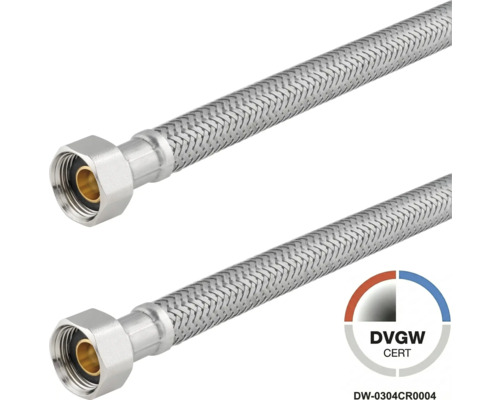 Flexibel pansarslang med rostfri stålflätning och DVGW certifiering.