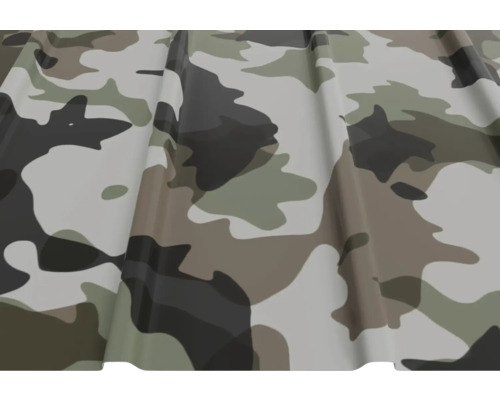 Profilplåt med kamouflagemönster för tak och vägg