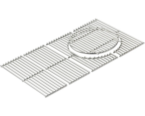 Rektangulärt grillgaller av rostfritt stål med rund insats för ett modulärt grillsystem.
