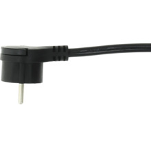 Svart vinklad stickkontakt med kabel.