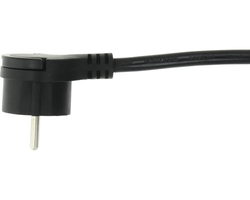 Svart vinklad stickkontakt med kabel.