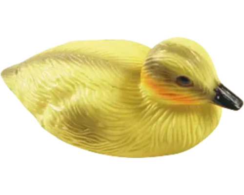 Gul ankunge figurin av plast för trädgårdsdekoration.