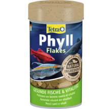Tetra Phyll flingfoder för akvariefiskar, med naturliga ingredienser, utan tillsatta färgämnen och konserveringsmedel för vitalitet.