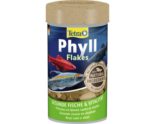 Fiskfoder TETRA TetraPhyll 100ml Tetra Phyll flingfoder för akvariefiskar, med naturliga ingredienser, utan tillsatta färgämnen och konserveringsmedel för vitalitet.