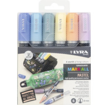 Lyra Graduate Mark All permanentmarker pastell 6-pack med en linjebredd på 2 millimeter för alla ytor