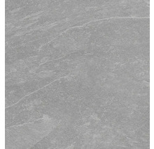 Markplatta av natursten eller klinker med strukturerad yta i grått.