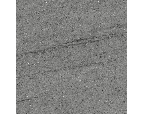 Textur av en grå klinkerplatta i granitkeramik med naturstenskänsla och fin kornighet