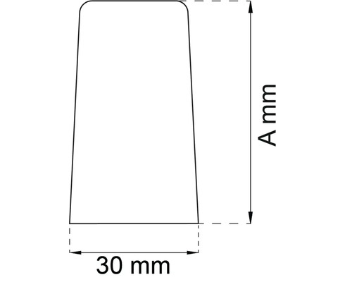 Teknisk ritning av en profil med en bredd på 30 millimeter och en variabel höjd A i millimeter.