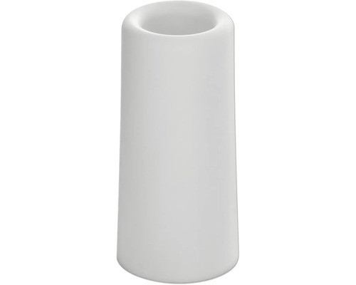 Tandborstmugg av keramik i vitt, cylindrisk form.