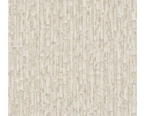 Non-woventapet med abstrakt, vertikal struktur i beige.