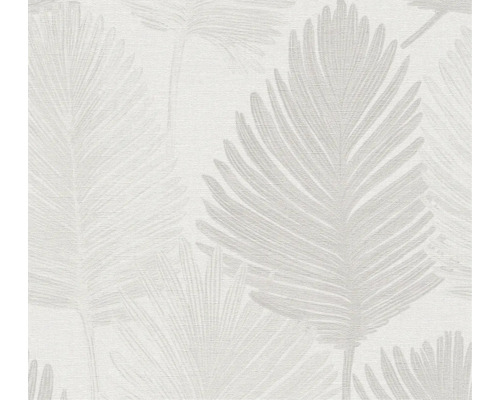 Non-woven tapet med palmbladsmönster och fin textur.