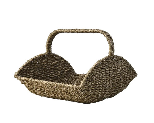 Vedkorg av sjögräs med bärhandtag