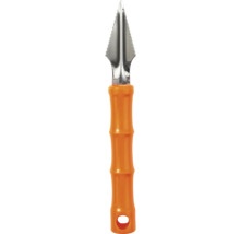 Citronskalare med tandat blad av rostfritt stål och orange plasthandtag.