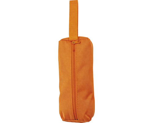 Orange tygpåse med dragkedja och bärrem för förvaring av verktyg eller tillbehör.