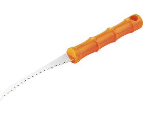 Gipssåg med ergonomiskt handtag och tandat sågblad av stål för gipsarbeten.
