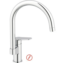 Kromad köksblandare med hög svängd pip och ettgreppsspak, lämplig för lågtryck.