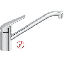 Lågtrycks köksblandare ettgreppsblandare med lång svängbar pip i krom