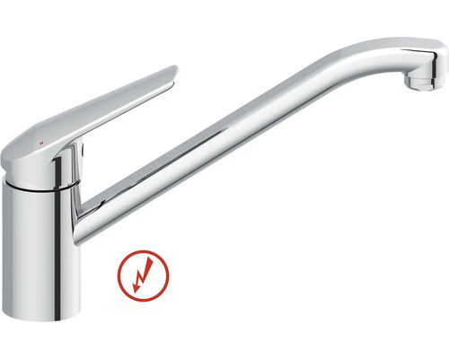 Köksblandare SERIES Enif krom blank lågtryck Lågtrycks köksblandare ettgreppsblandare med lång svängbar pip i krom