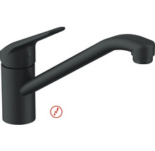 Ettgrepps köksblandare i svart matt, lämplig för lågtryck.