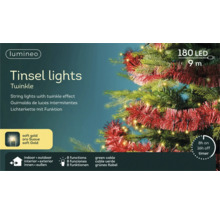 Ljusslinga Lumineo Tinsel lights Twinkle, 180 LED, 9 meter lång, 8 funktioner, timer, för inomhus- och utomhusbruk.