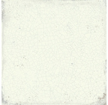 Kvadratiskt keramiskt väggkakel med vit krackelerad yta och konstgjorda nötta kanter.