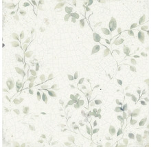 Väggplatta med blommigt bladmotiv och krackelerad effekt i vintage-stil.