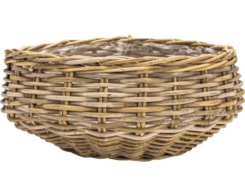 Korgkruka Leah Jakarta naturfiber Ø48x20cm natur Rund flätad planteringskorg i pil med plastfoder
