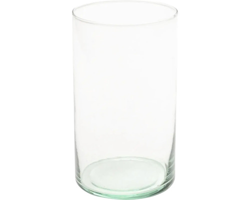 Cylindrisk glasvas av klart glas.